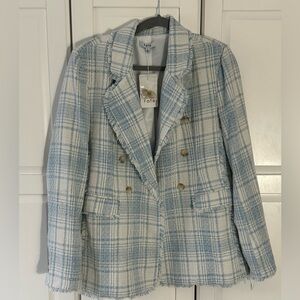 NWT Blue & White Plaid Blazer